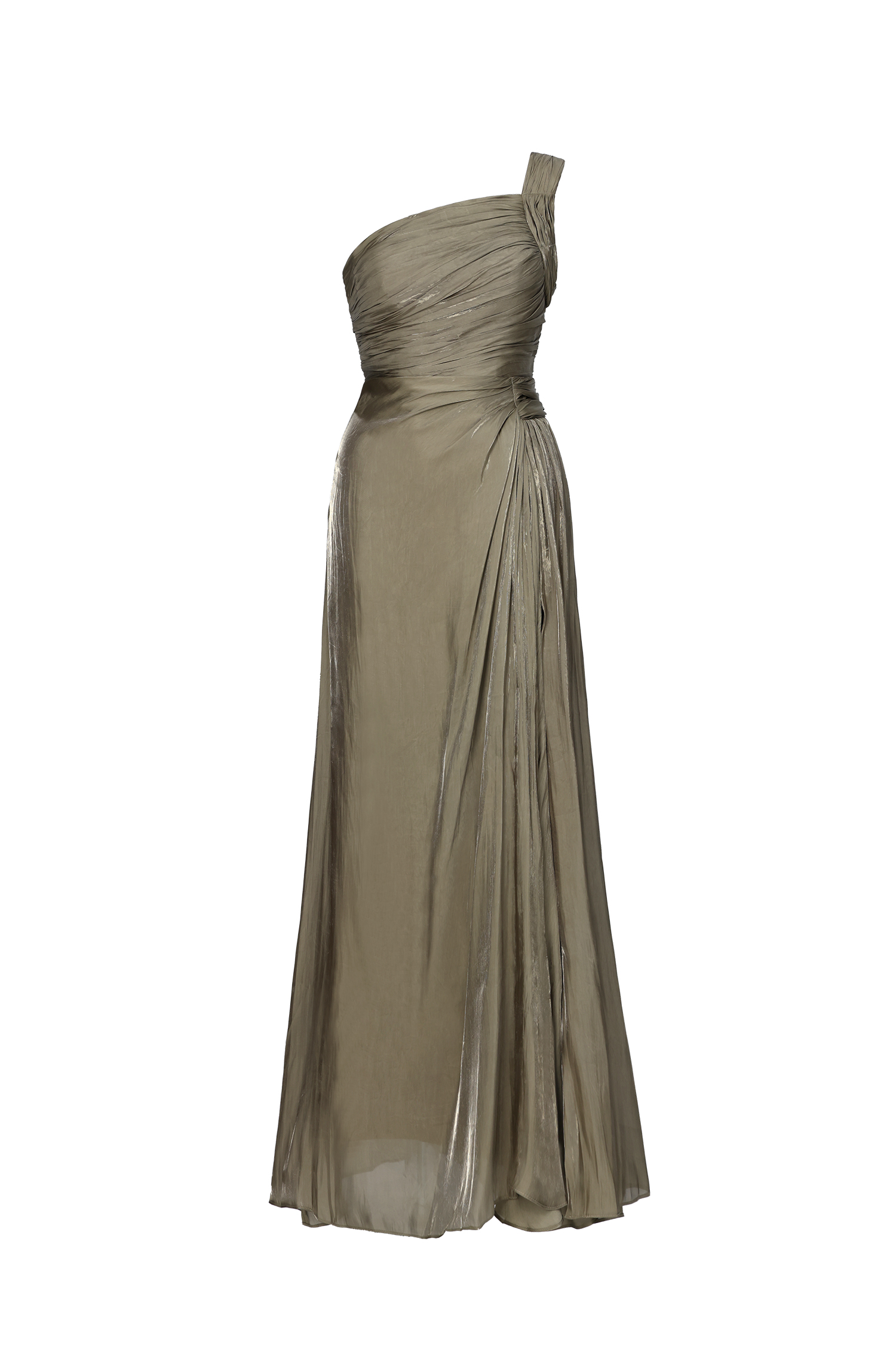Ronja Elegant Flowy One Shoulder Pleated Maxi Dress