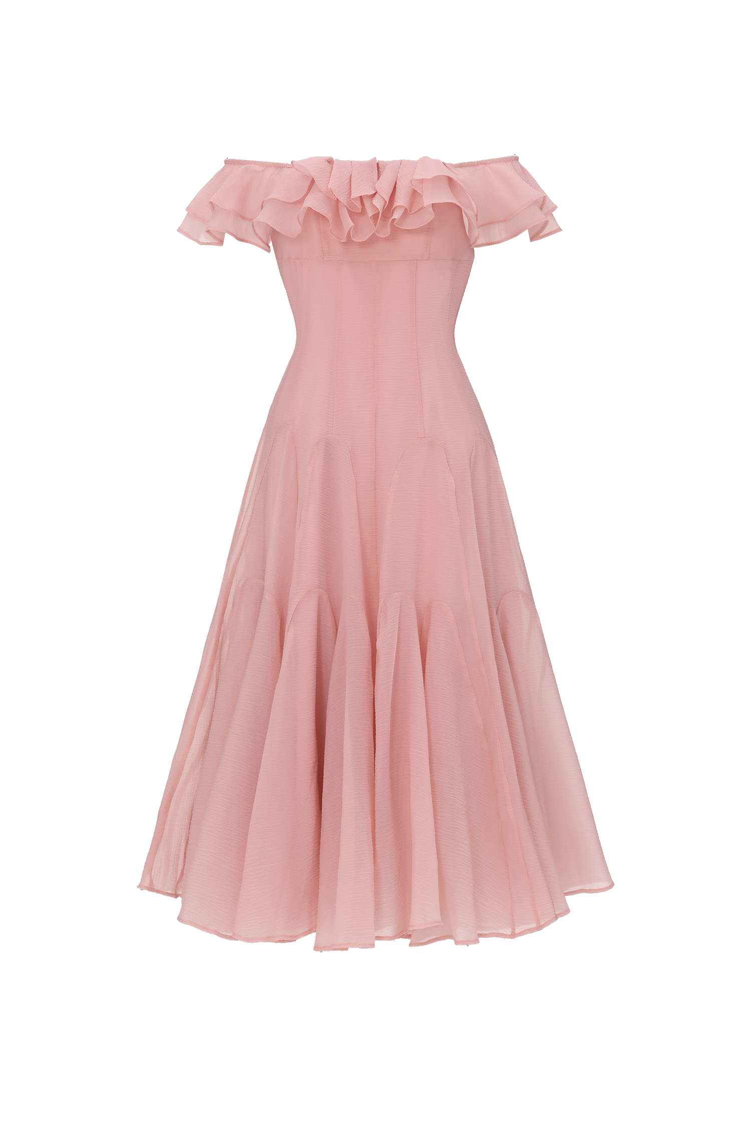 Wika Romantic Flowy Off Shoulder Ruffle Midi Dress