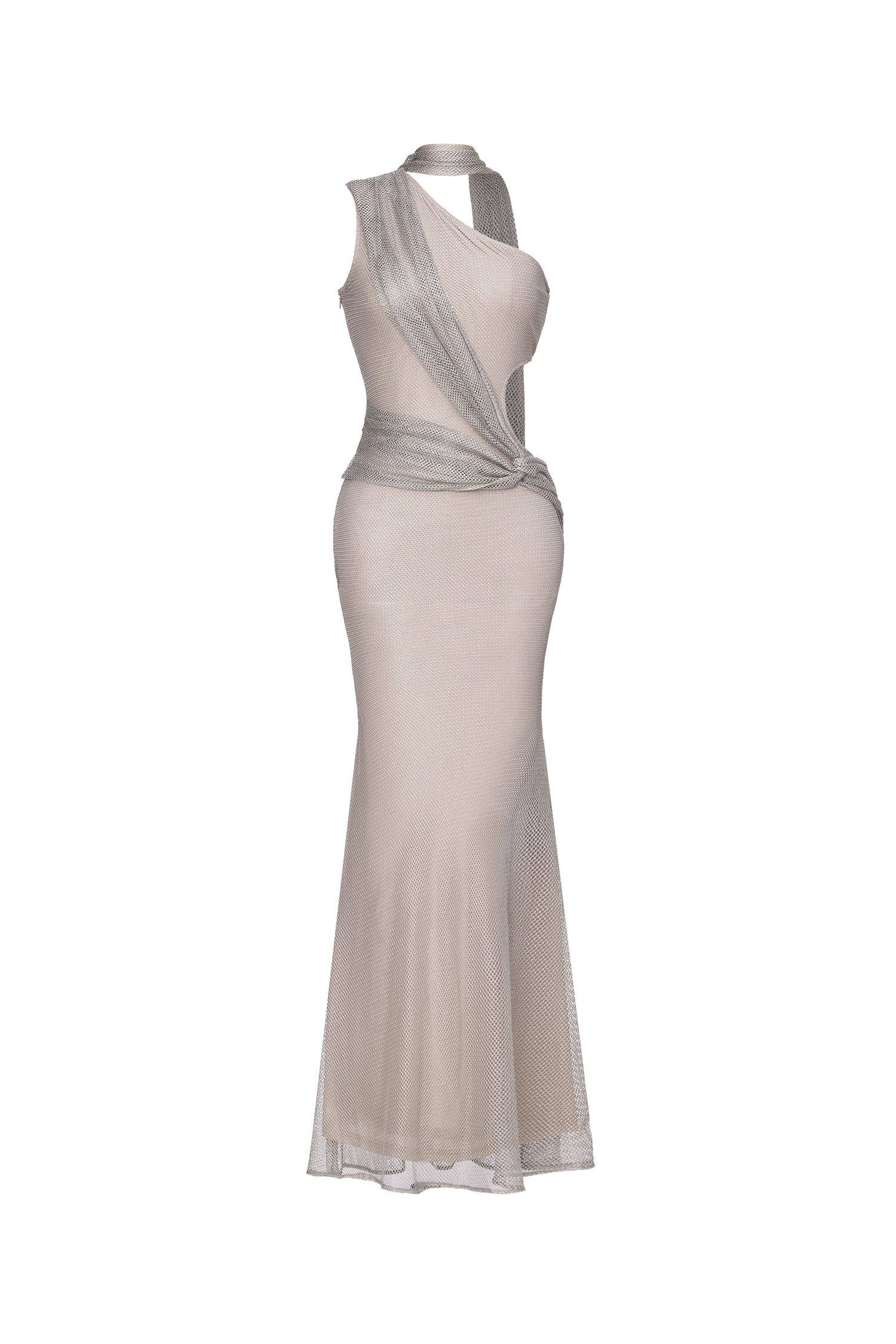 Uabeza Chic Contour One Shoulder Drape Cut Out Maxi Dress