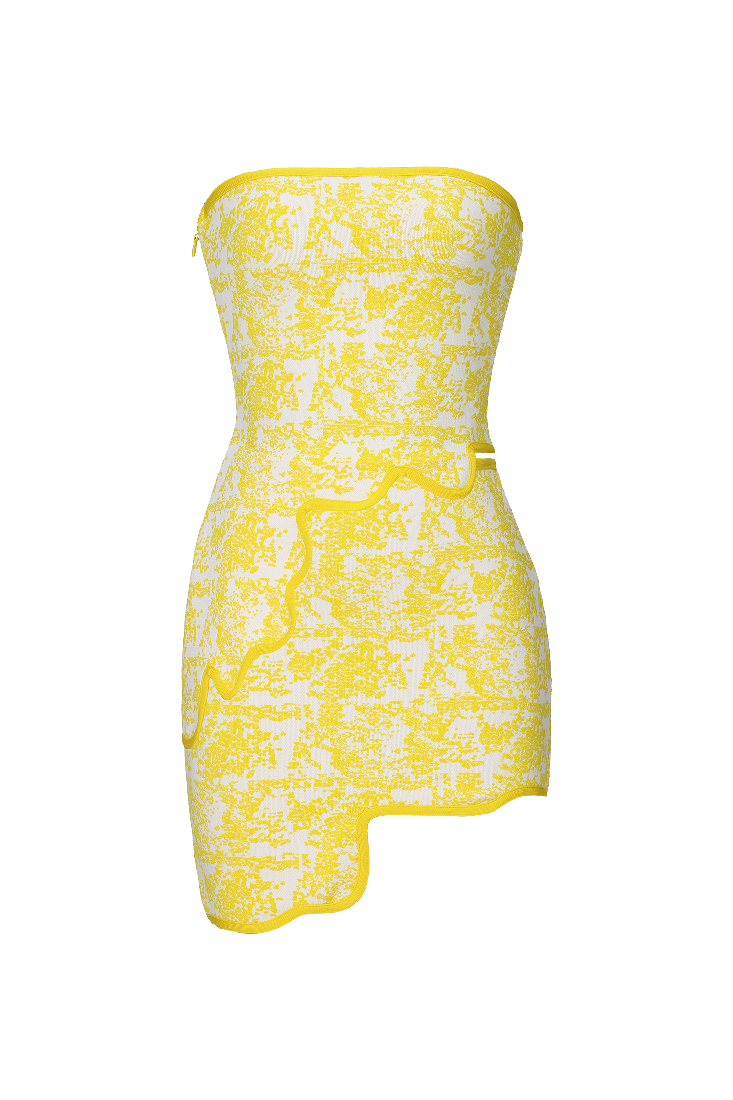 Trinaco Chic Contour Scalloped Print Gelbes Bandage-Oberteil und Rock-Set