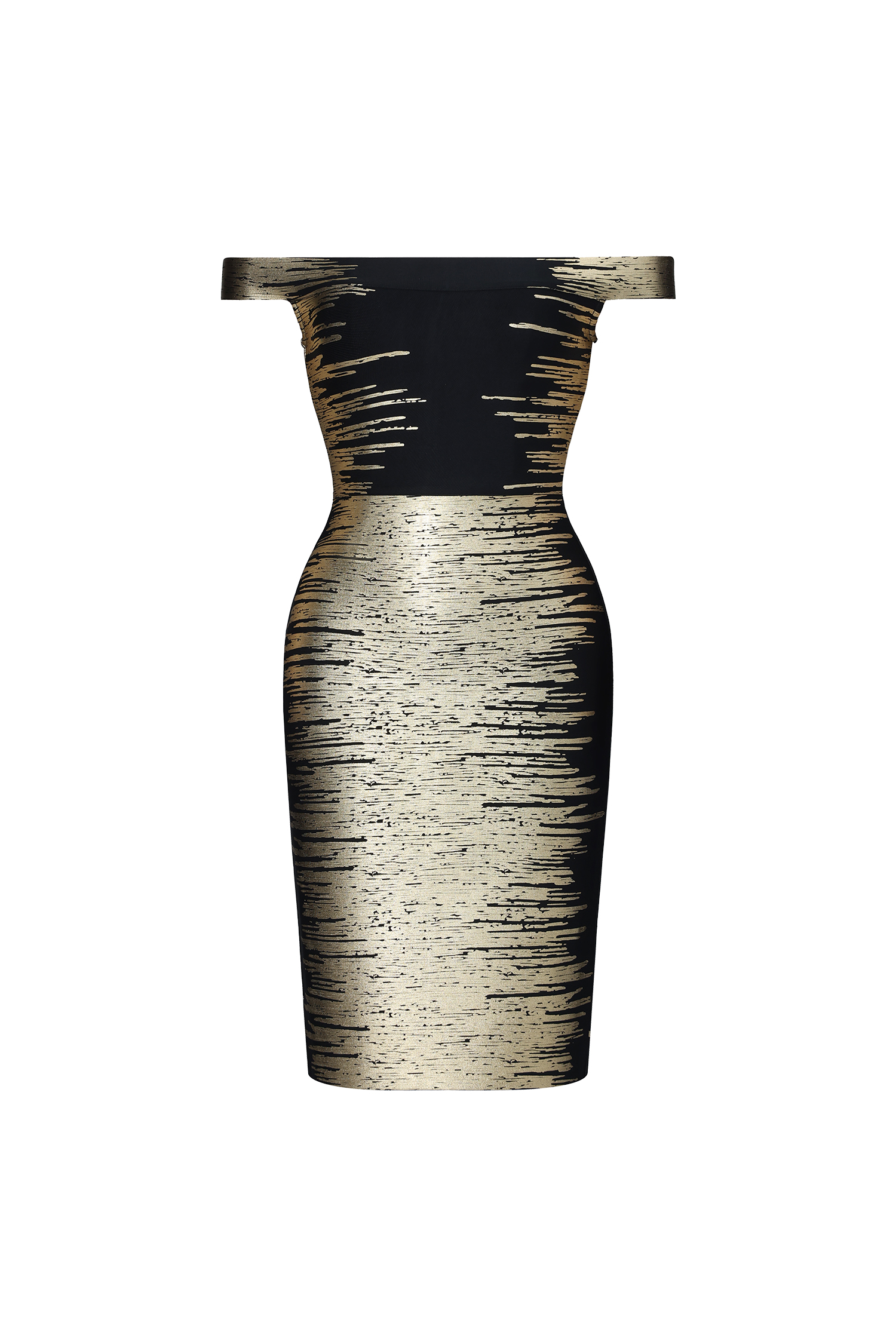 Racy Chic Contour Off Shoulder Metallic Bandage Mini Dress