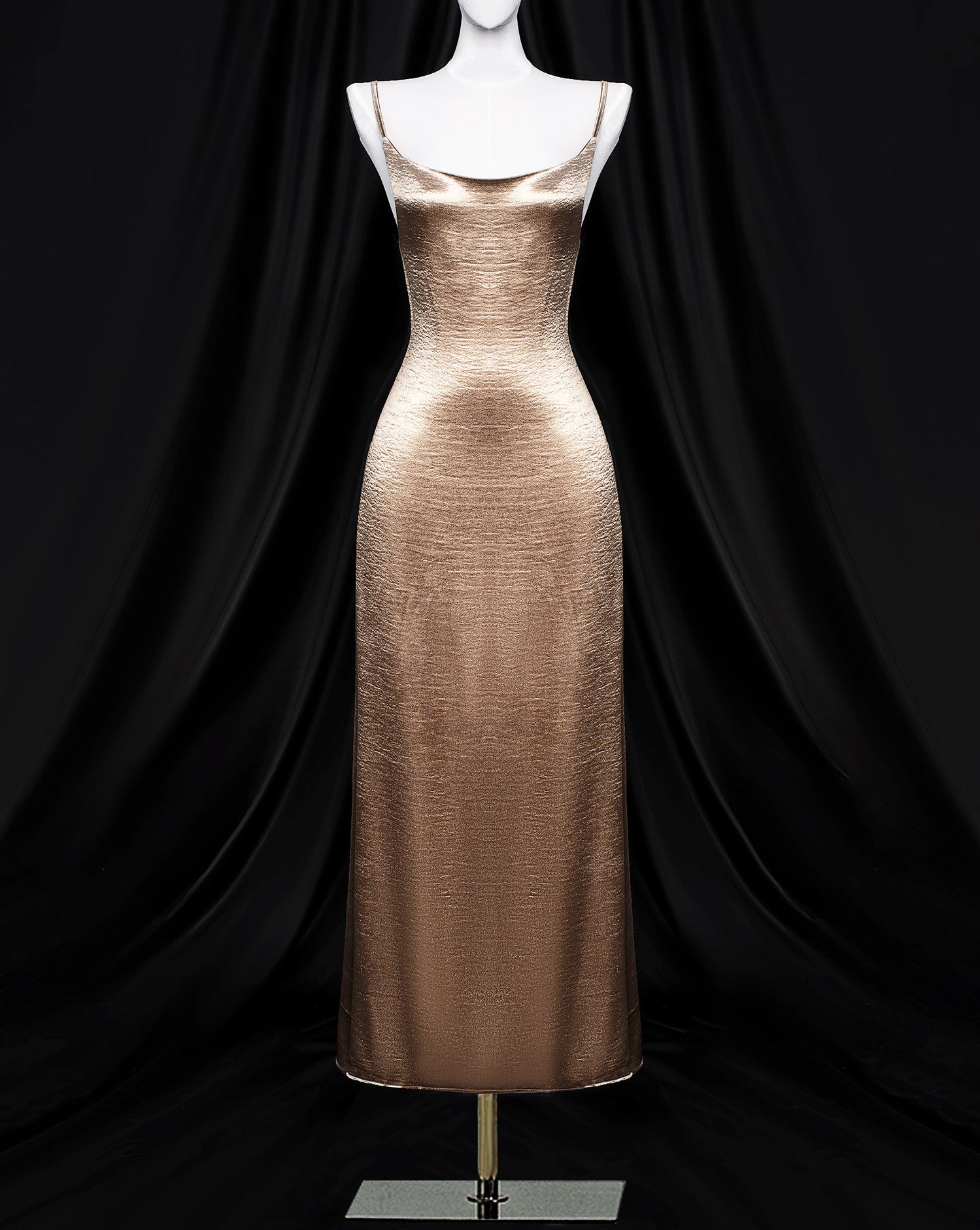 Metallic Gold Satin Partykleid