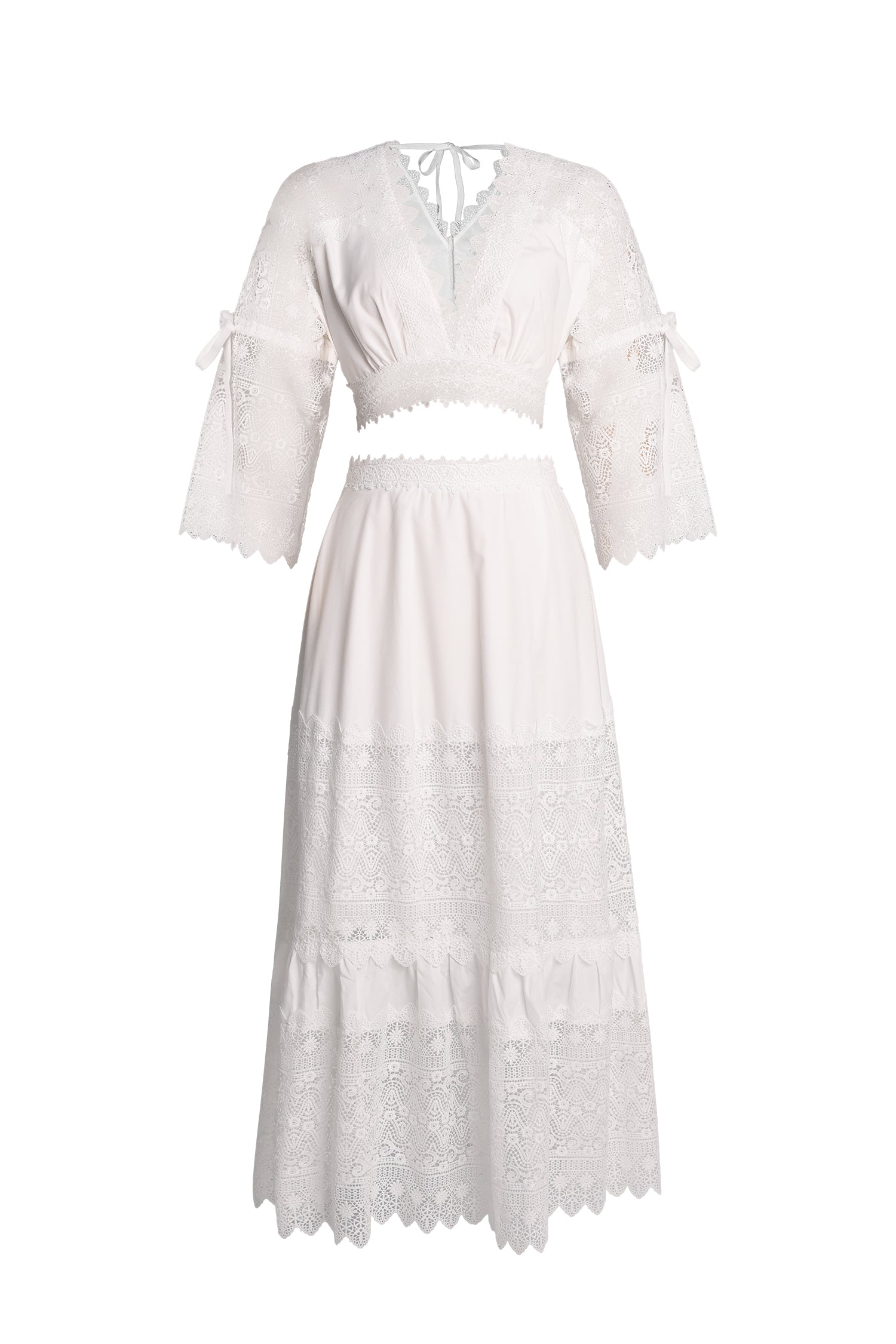 Eudora Deep V Lace Maxi Set