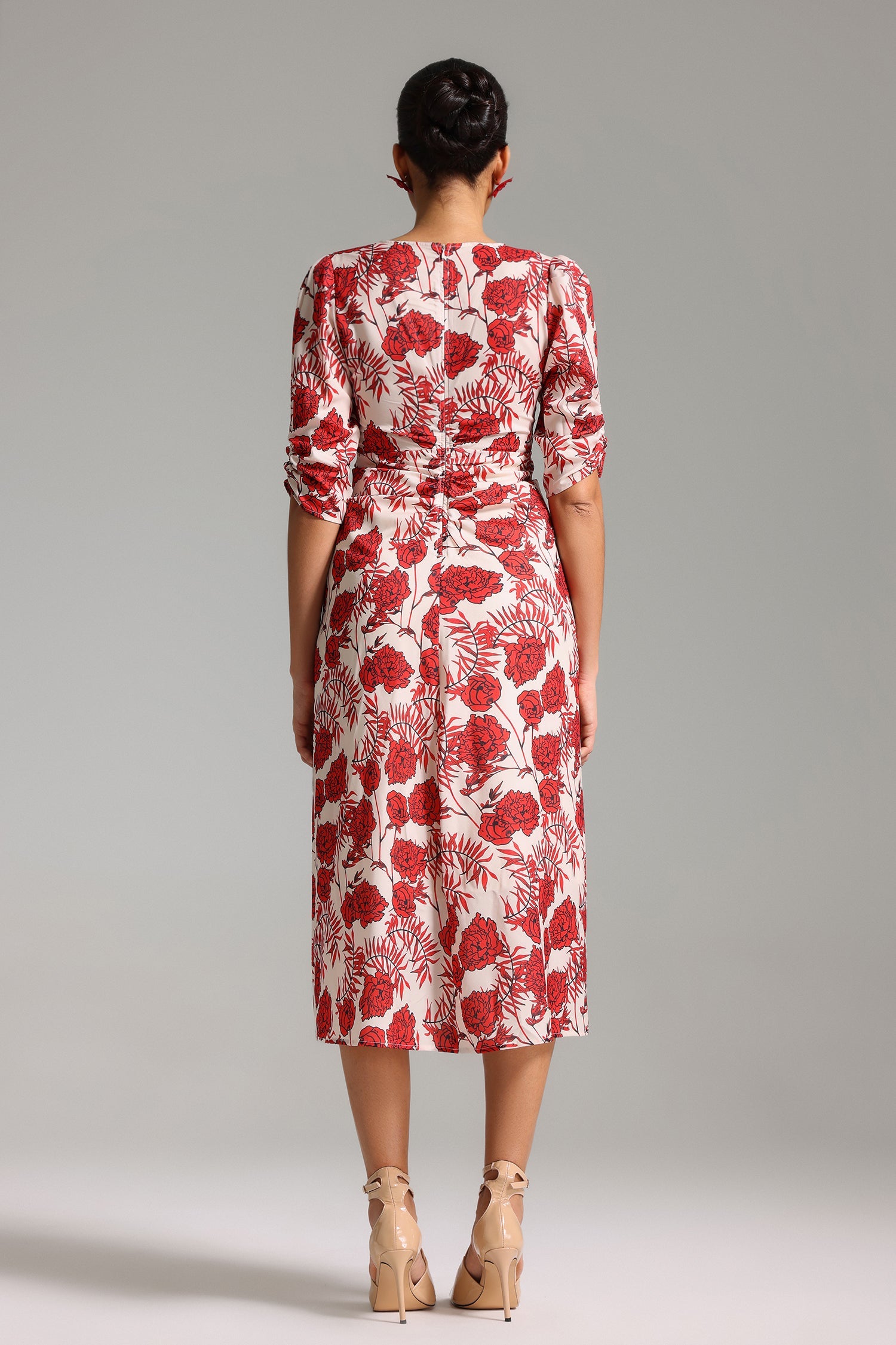 Fagro V Neck Printed Midi Dress