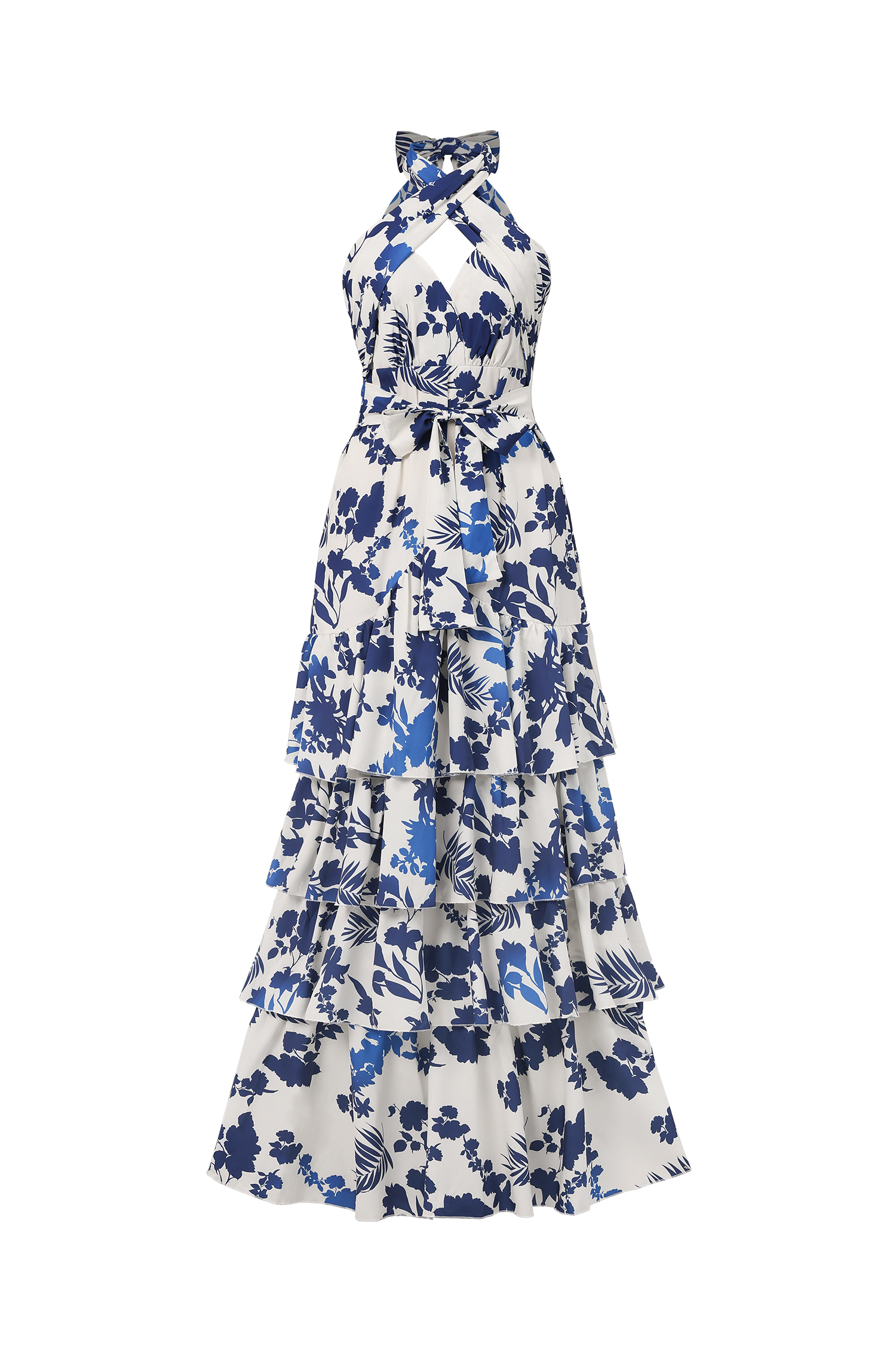 Ninon Halterneck Printed Layered Maxi Dress