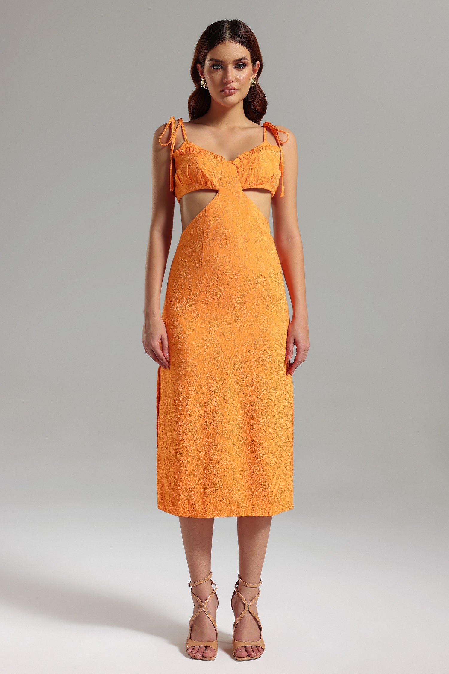 Loulia Halter Cut Out Midi Dress