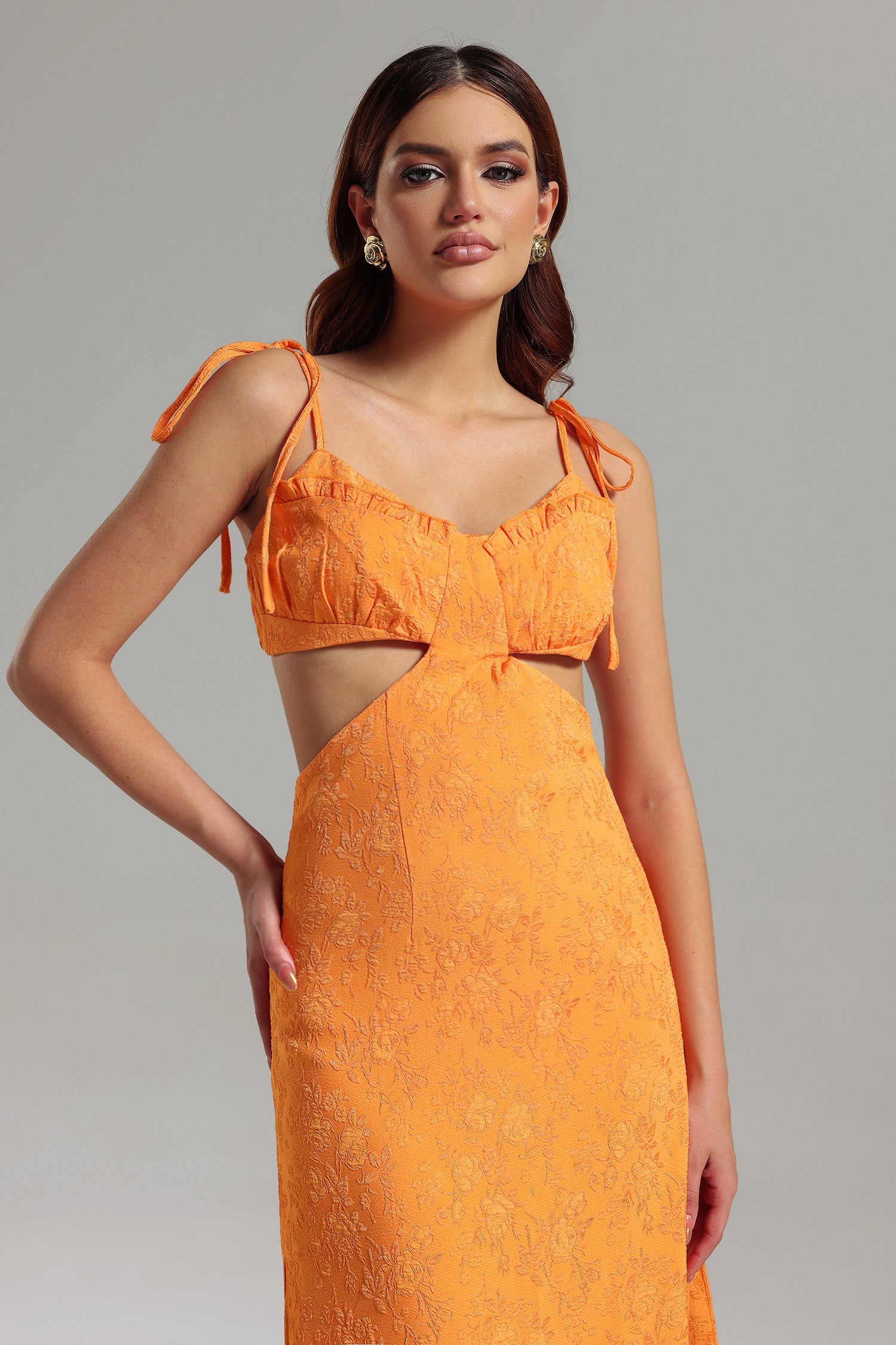 Loulia Halter Cut Out Midi Dress