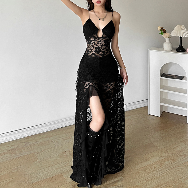 Eigra Sleeveless Lace Hollow Maxi Dress