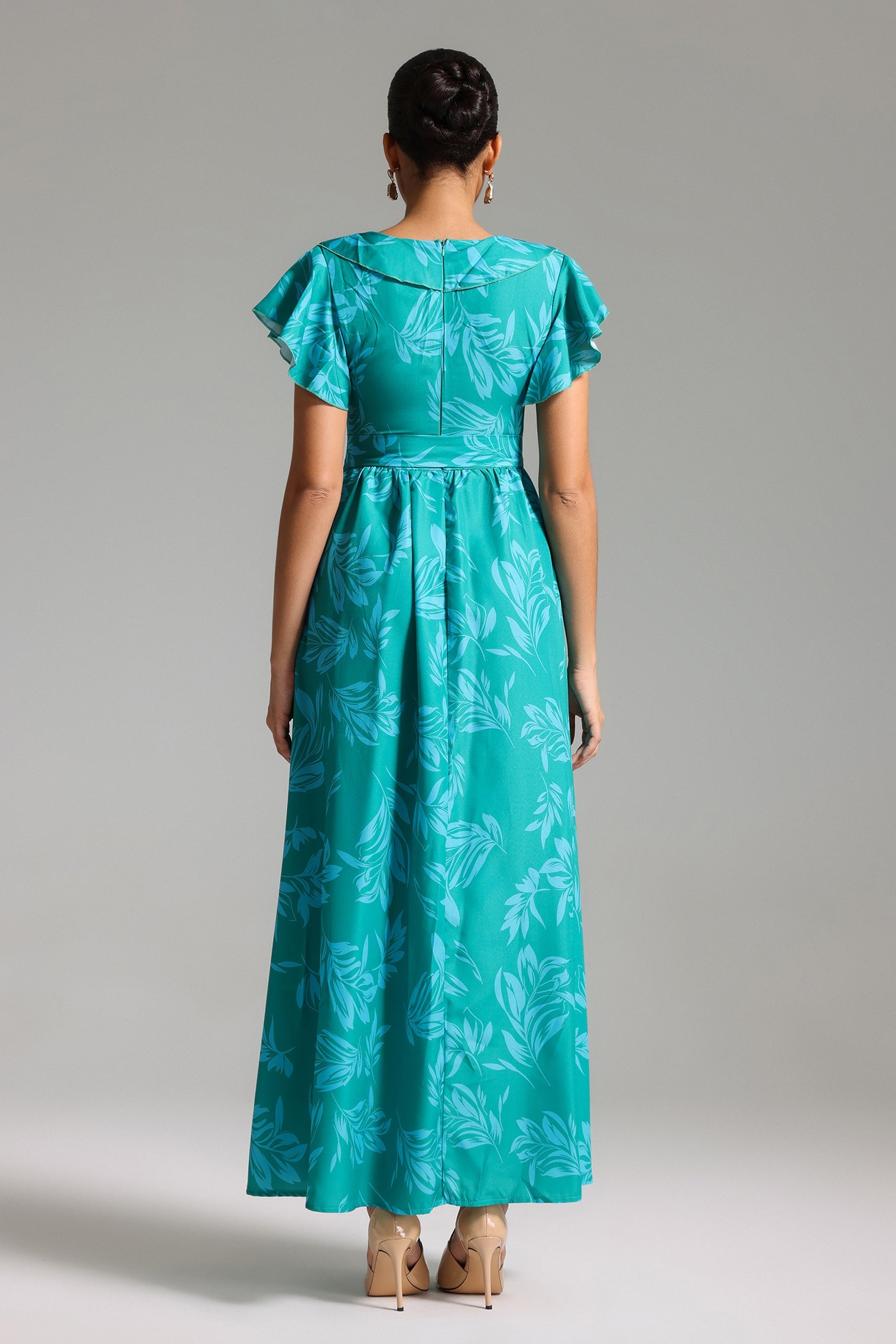 Sweet Ruffled Printed Maxi Dress