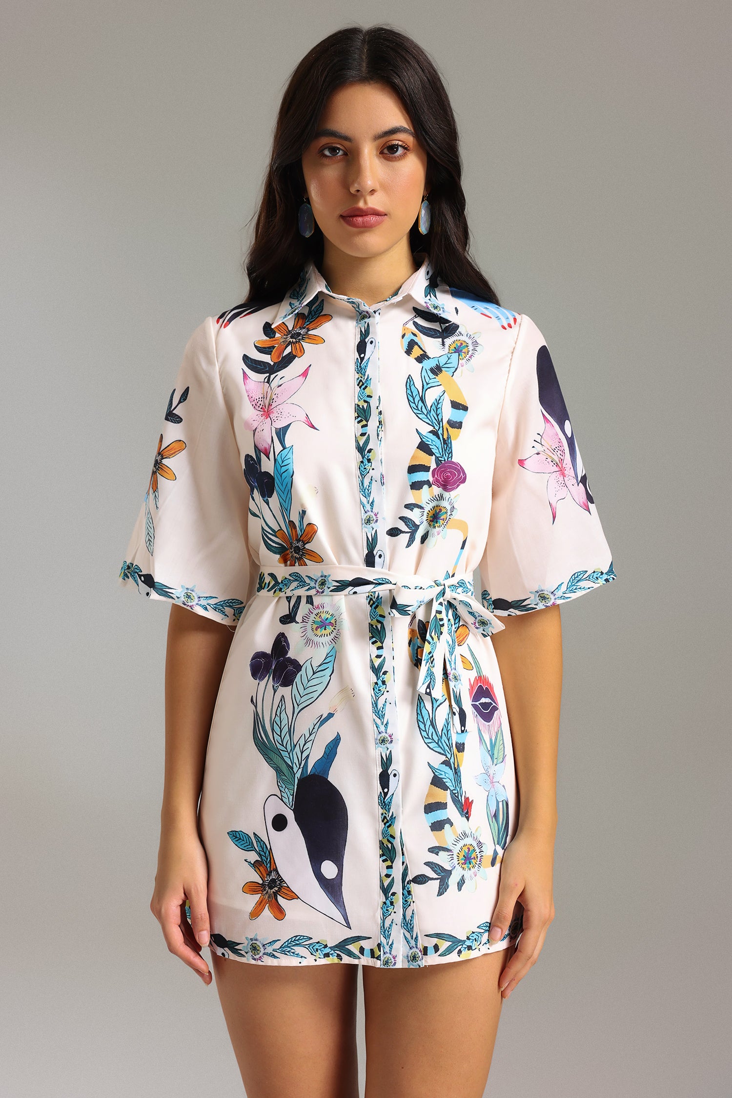Wenie Printed Shirt Mini Dress