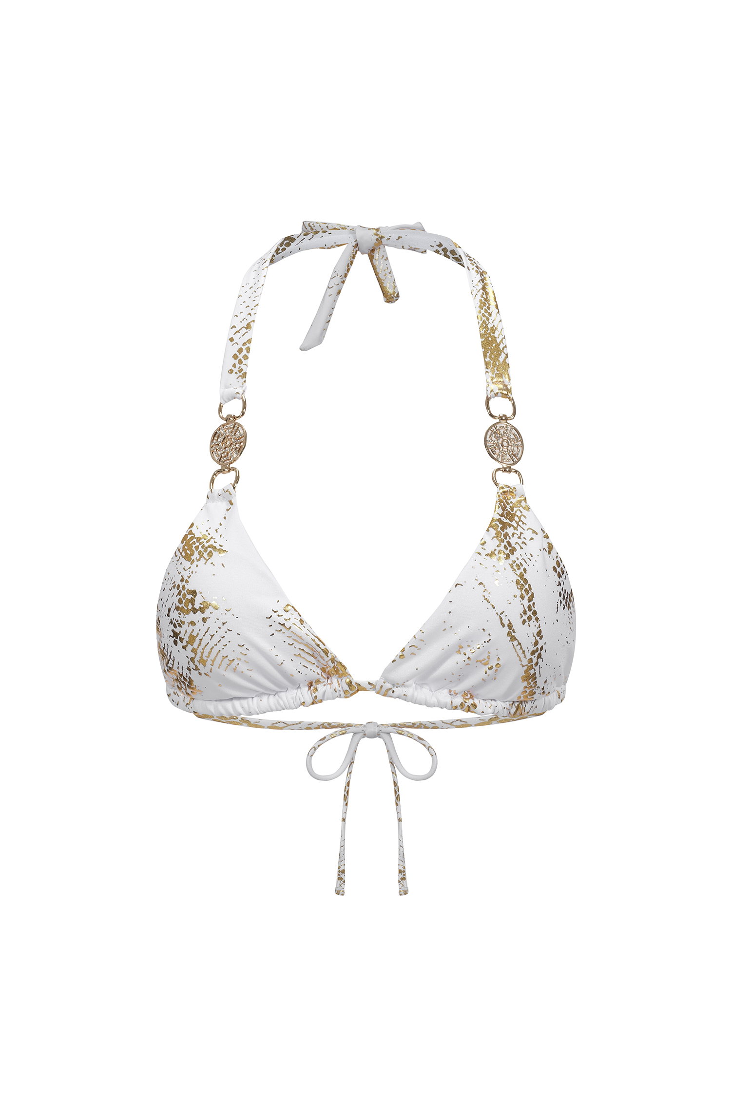 Rina Neckholder-Bikini mit ärmellosem Diamant-Gold-Stempel