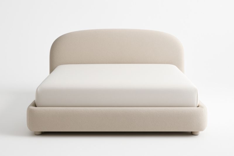 Letto matrimoniale in tessuto beige 200x160 cm-Darovinal