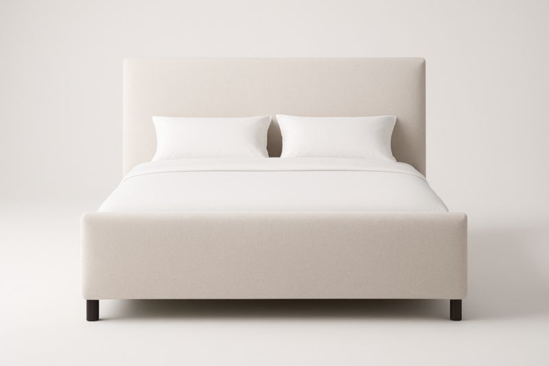 Letto matrimoniale imbottito in tessuto beige 200x160 cm-Darovinal