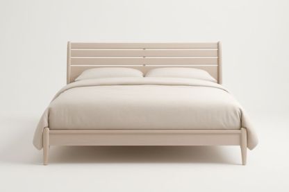 Letto matrimoniale in legno beige 200x160 cm-Darovinal
