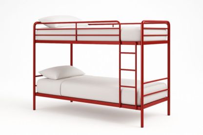 Letto a Castello Metallo Rosso con Materassi-Darovinal