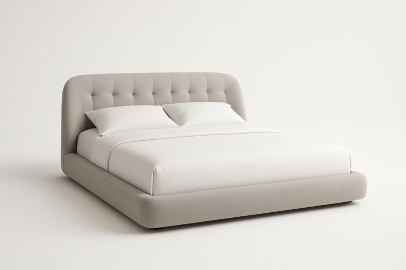 Letto in tessuto grigio con testiera trapuntata-Darovinal