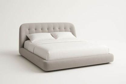 Letto in tessuto grigio con testiera trapuntata-Darovinal