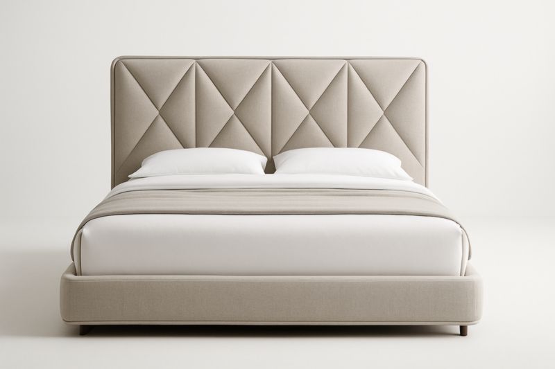 Letto imbottito beige rettangolare tessuto poliestere 160x200 cm-Darovinal