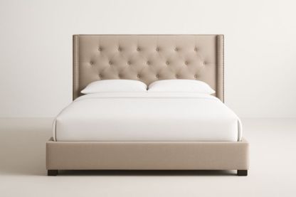 Letto matrimoniale in tessuto con testiera trapuntata 200x160 cm-Darovinal