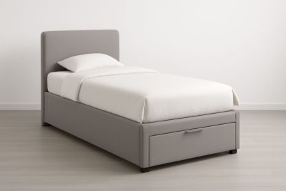 Letto Singolo con Contenitore Grigio in Tessuto-Darovinal