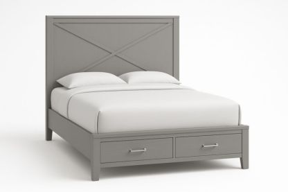 Letto matrimoniale con cassetti in legno grigio 200x160x110 cm-Darovinal
