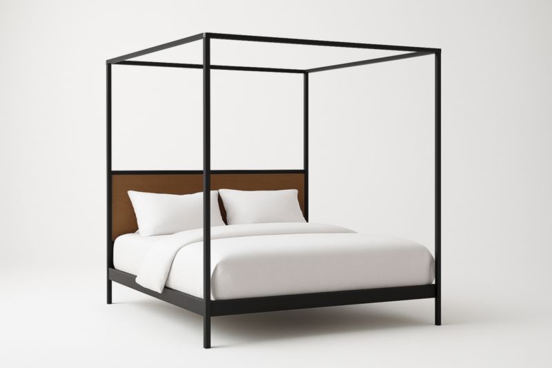 Letto a baldacchino in metallo e legno 200x160x210 cm-Darovinal