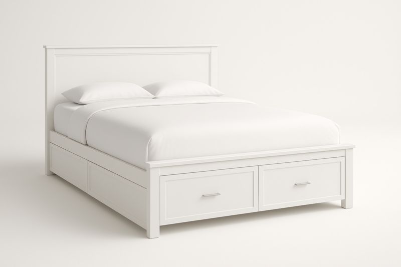 Letto matrimoniale con contenitore in legno bianco-Darovinal