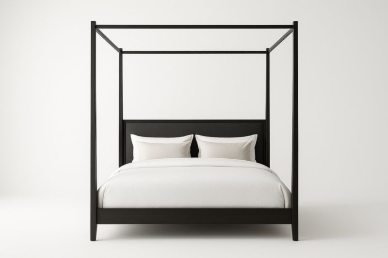 Letto a baldacchino in legno nero-Darovinal