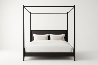 Letto a baldacchino in legno nero-Darovinal