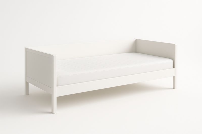 Letto da giorno in MDF bianco con materasso-Darovinal