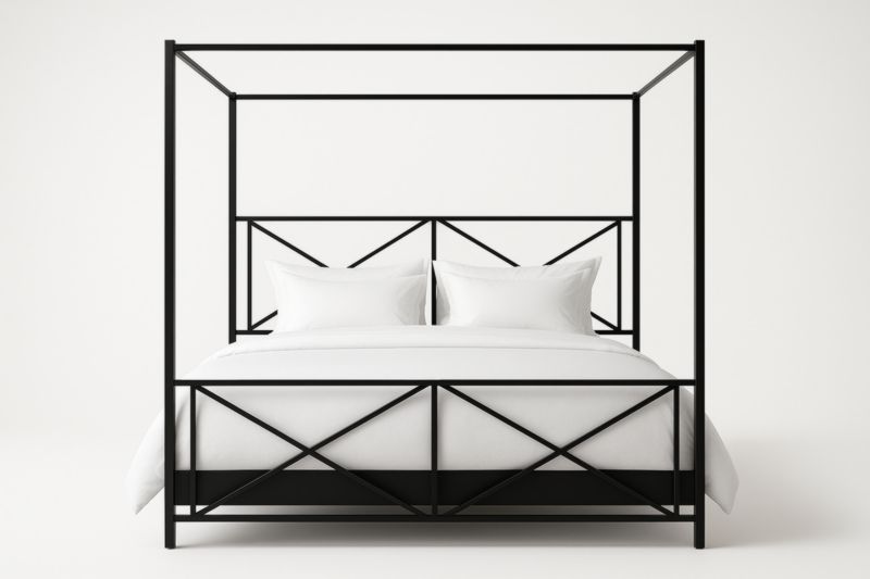 Letto a Baldacchino in Metallo Nero 200x160 cm-Darovinal