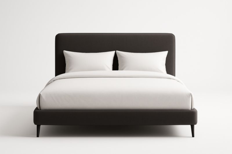 Letto matrimoniale in tessuto nero con testiera alta-Darovinal