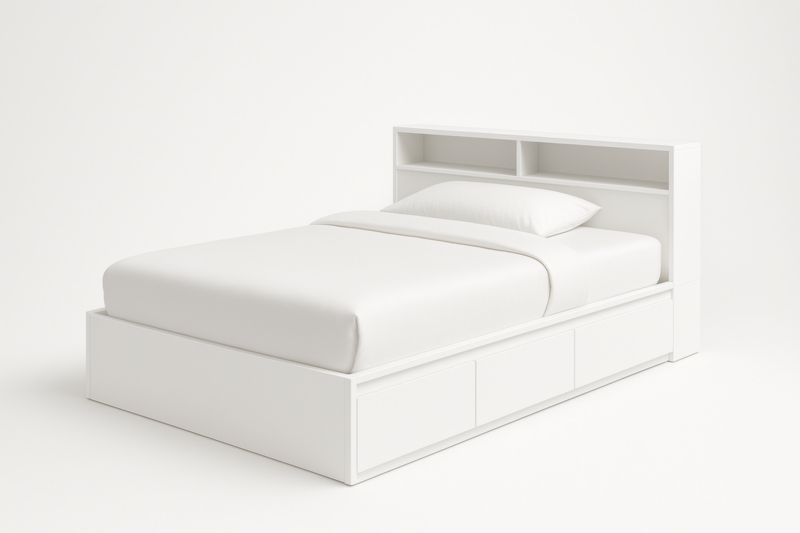 Letto singolo in MDF bianco con contenitore 200x100x95 cm-Darovinal