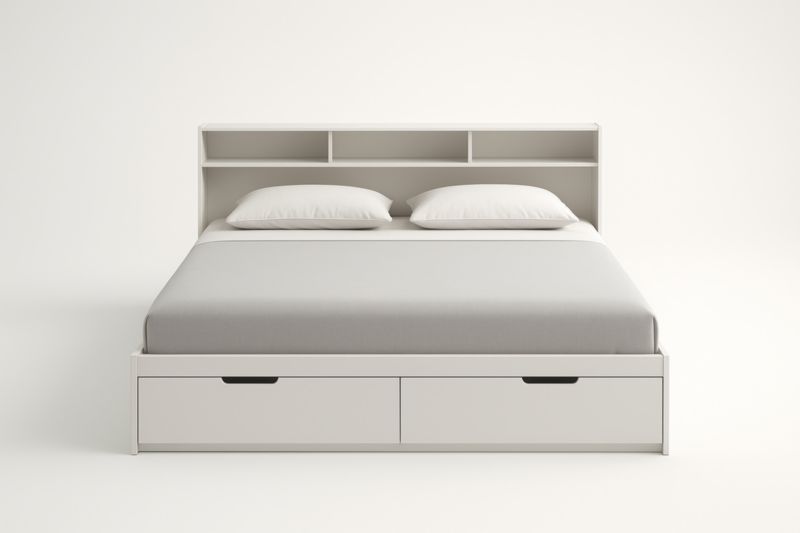 Letto matrimoniale con contenitore in legno bianco 200x160 cm-Darovinal