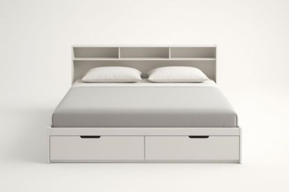 Letto matrimoniale con contenitore in legno bianco 200x160 cm-Darovinal