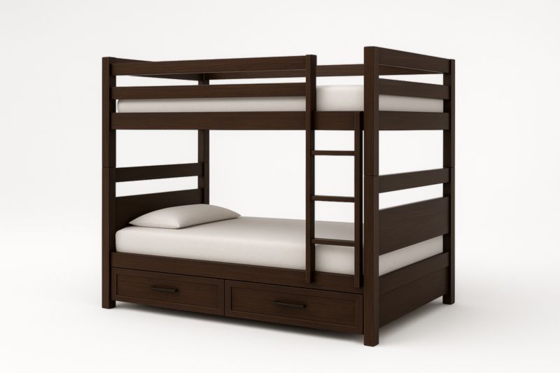 Letto a castello in legno marrone con cassetti-Darovinal