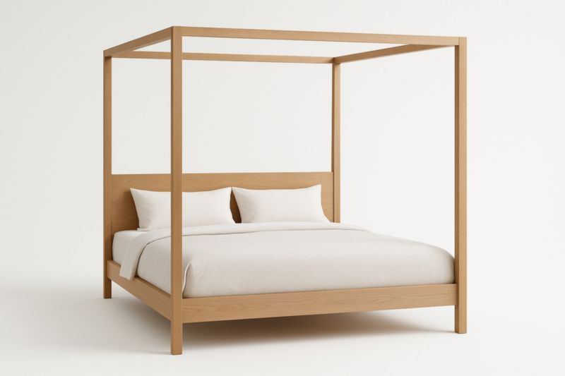 Letto Baldacchino Matrimoniale in Legno di Quercia-Darovinal