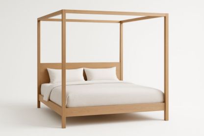 Letto Baldacchino Matrimoniale in Legno di Quercia-Darovinal