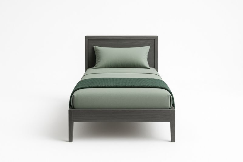 Letto Singolo in Legno e Stoffa Verde-Darovinal