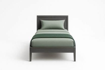 Letto Singolo in Legno e Stoffa Verde-Darovinal