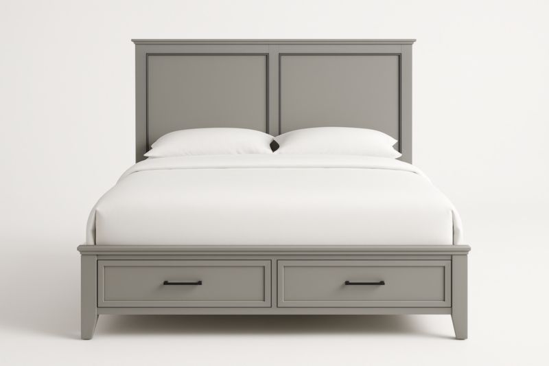 Letto Matrimoniale con Cassetti in Legno Grigio-Darovinal