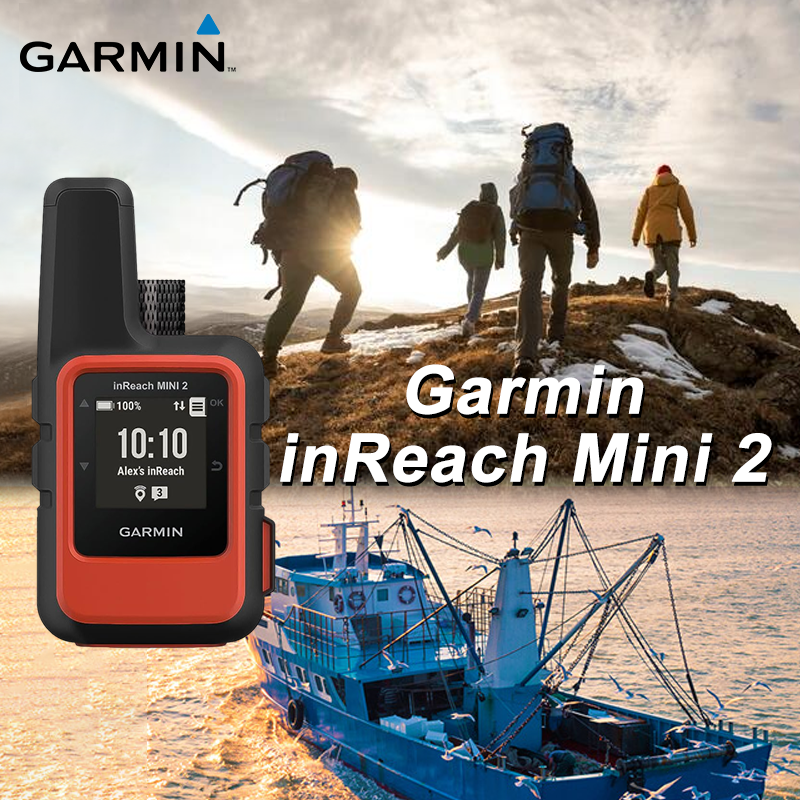 Kit barca/escursionismo Garmin inReach Mini 2, comunicatore satellitare compatto, palmare portatile con kit di alimentazione