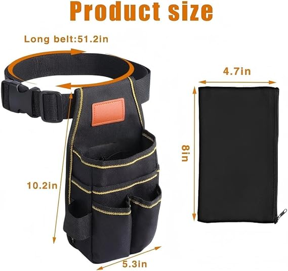 Universelle kleine Werkzeugtasche, Werkzeugtasche mit Gürtel, robustes, abriebfestes Oxford-Gewebe in Industriequalität, 12 Fächer, ideal für Elektriker, Mechaniker, Schreiner und mehr