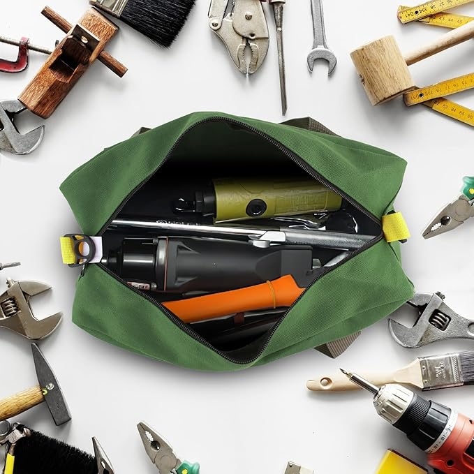 12-Zoll-Werkzeugtasche, Werkzeugaufbewahrungstasche aus Canvas, geräumige Mehrzweck-Tragetasche mit Reißverschluss, weich, ideal für Elektriker, Klempner, Gärtner und als Werkzeugtasche für Männer