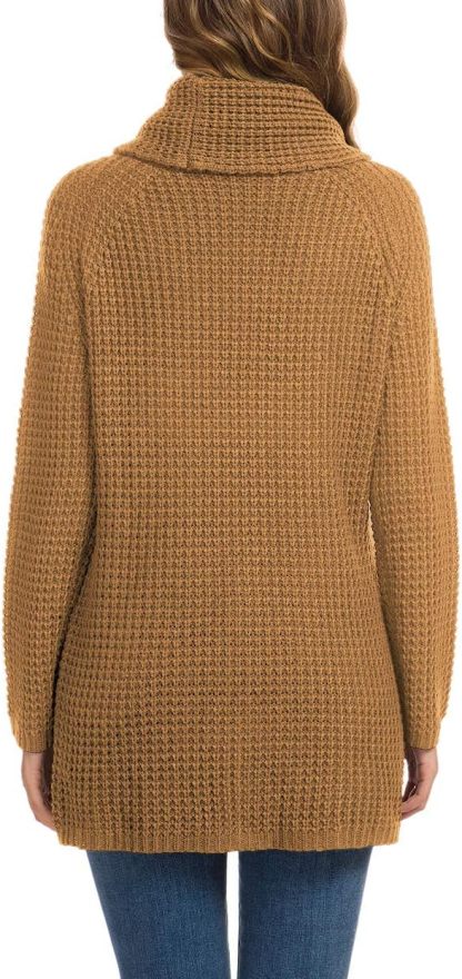 Women's Chunky Turtleneck Long Sleeve Asymmetric Hem Loose Knit Pullover Sweaters