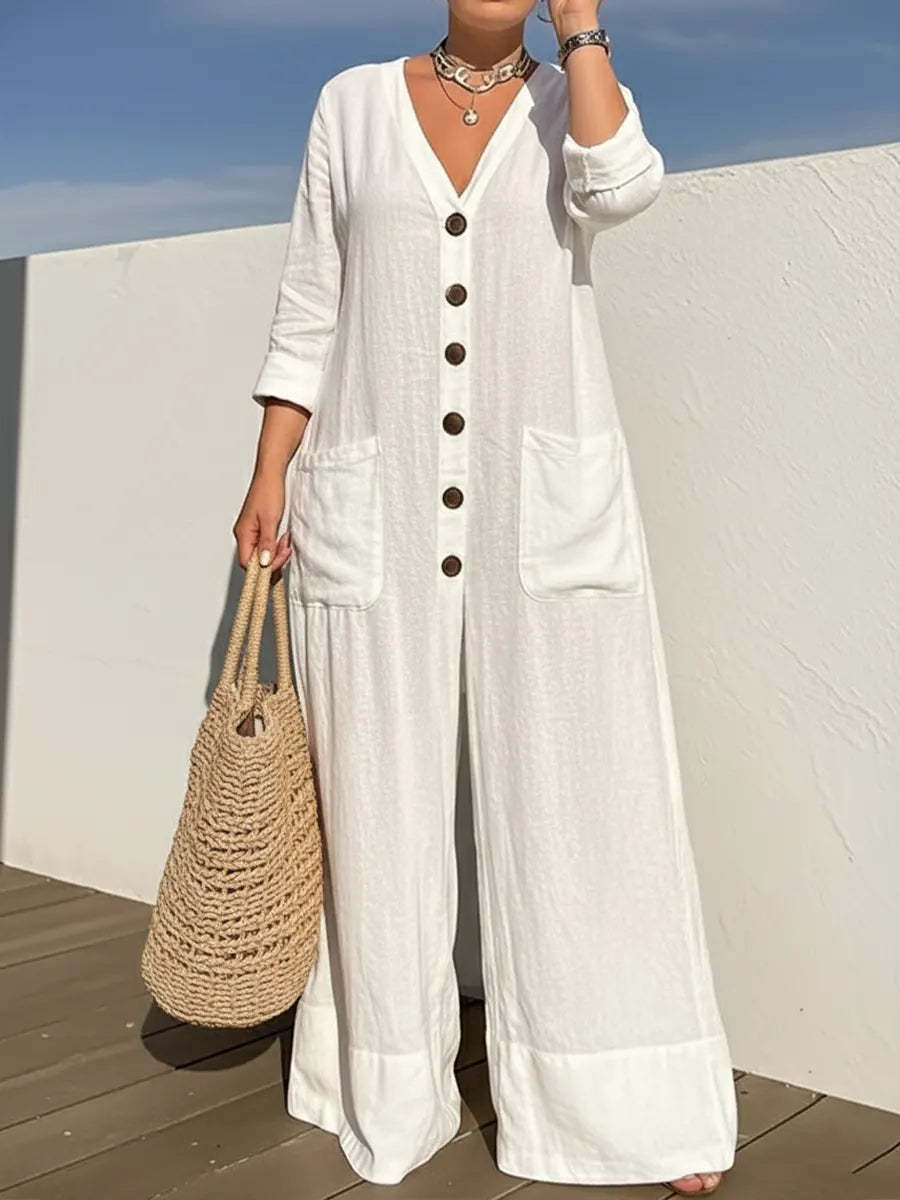 Women's Cozy And Casual Linen And Cotton Jumpsuit