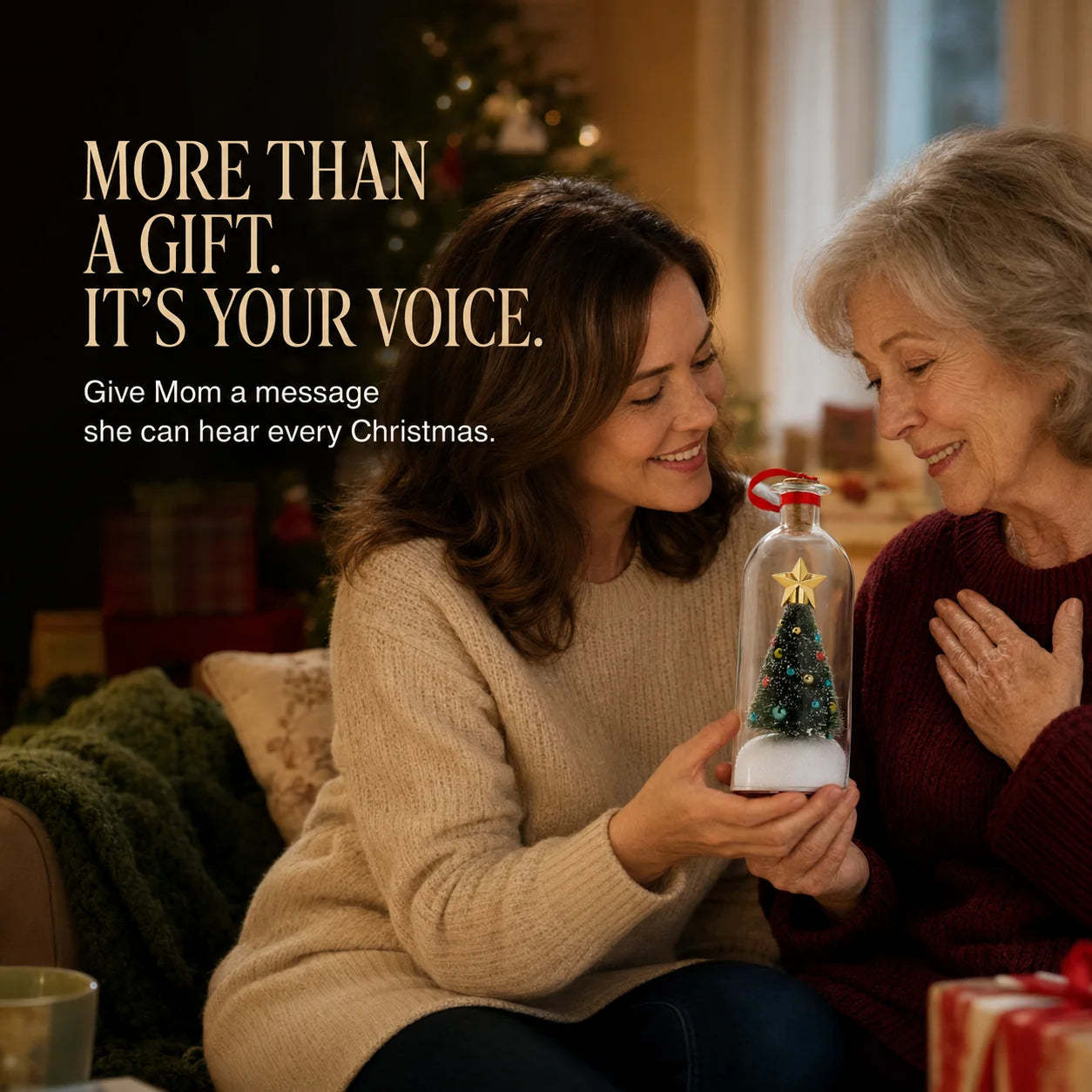Talking Christmas Tree Ornament – Record & Replay a Voice Message, Reusable Keepsake