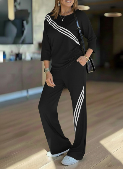 NEW🔥 Women's Soft Striped Design Set with Wide Fit Pants