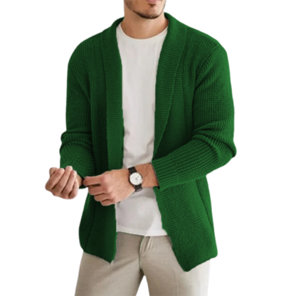 Men's Classic Casual Lapel Long Sleeve Cashmere Knit Cardigan