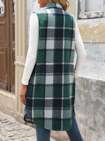 Mendocino Plaid Vest Coat